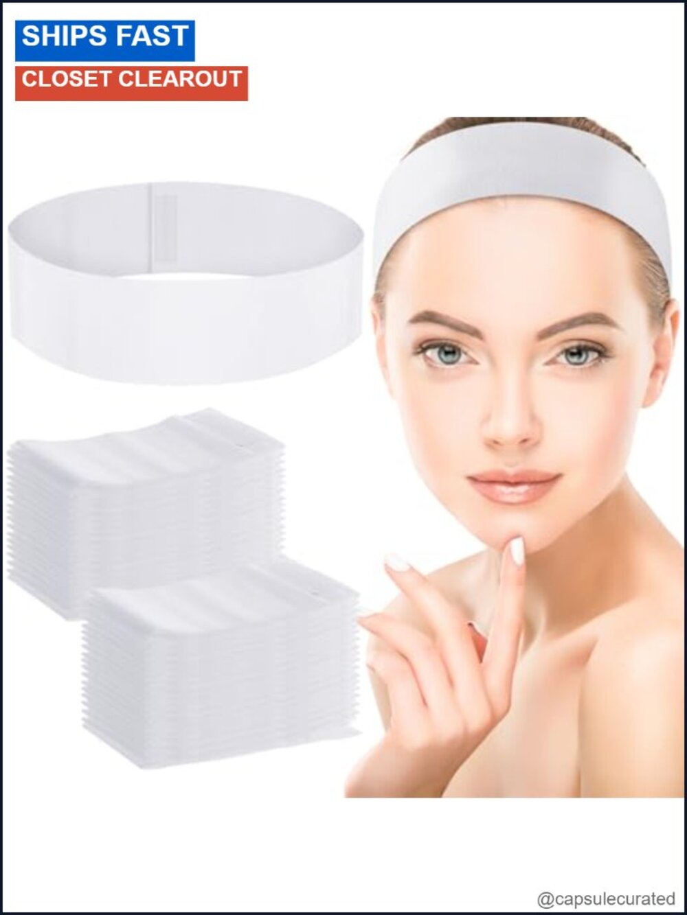 200 Pack Disposable Non Woven Stretch Spa Headbands Salon